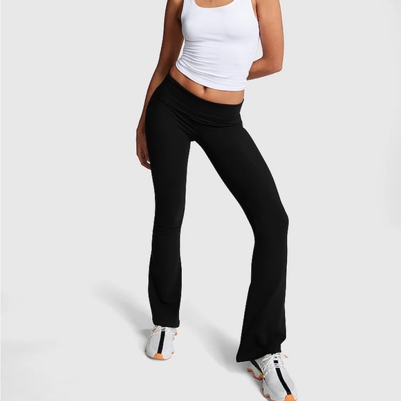 XXL VS PINK Foldover Flare Leggings Bling Logo - Picture 3 of 6